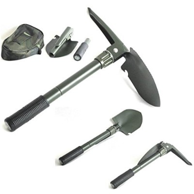 Folding Shovel Camping Survival with Pick 16" Garden Military Style Survival w/ Pick Tool & Case   